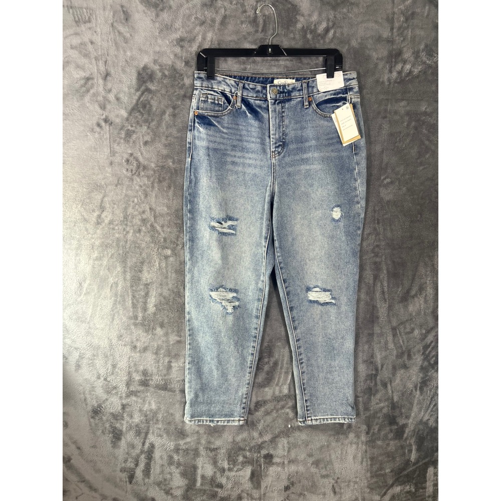 Jessica Simpson Lived-In Vintage Slim Straight Jeans Distressed The Streets 30